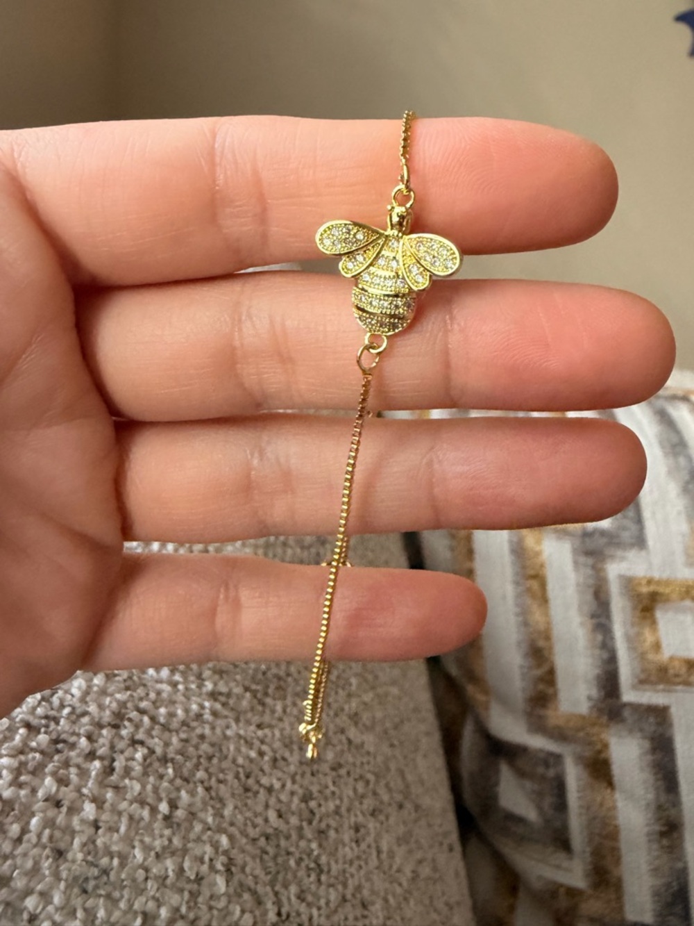Gold Bee Pendant Necklace - Picture 5 of 9